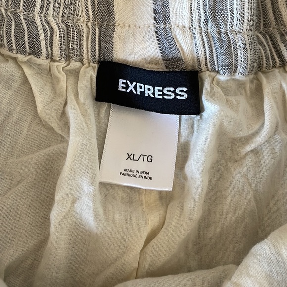 Vertical striped linen pants with tie and stretch band waistEXPRESS brand - Picture 3 of 3